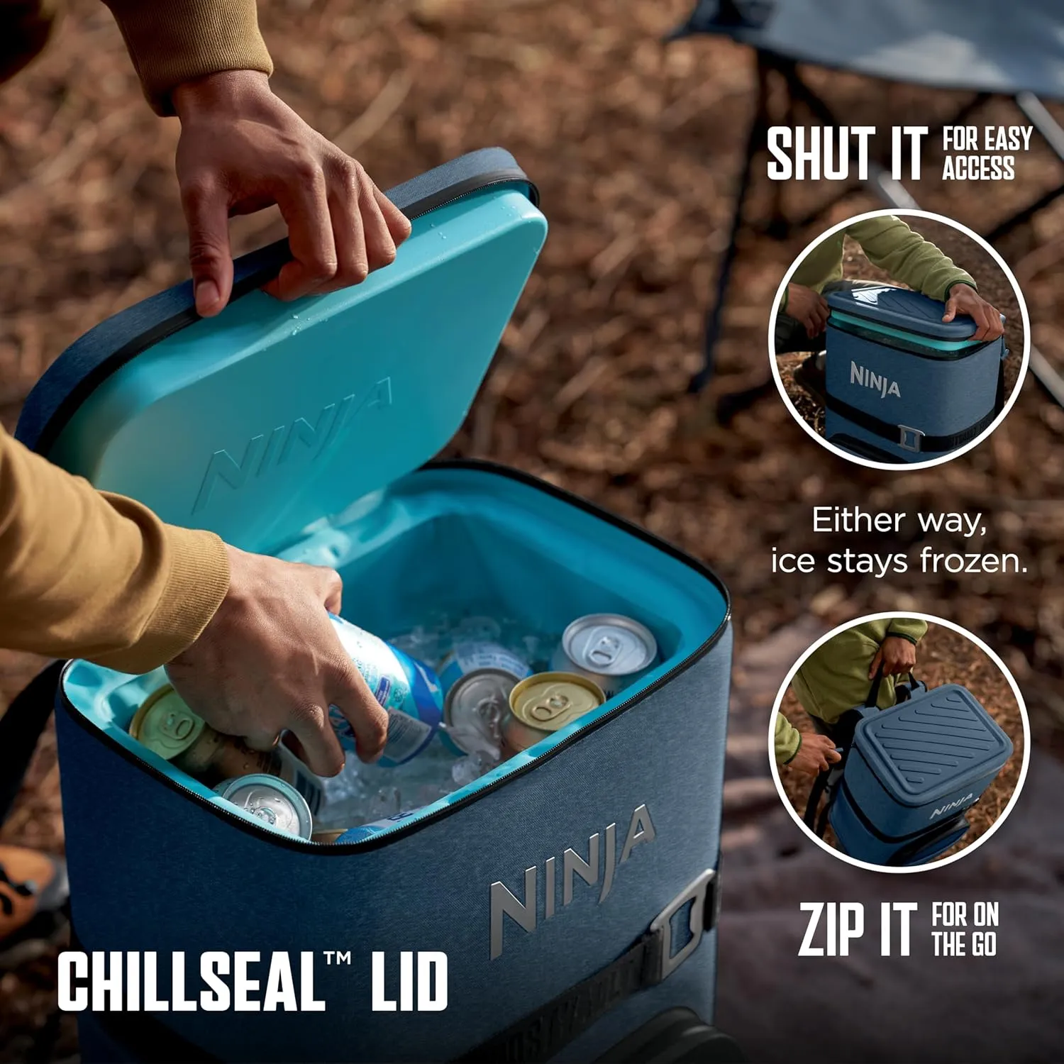 Ninja FrostVault Go 24-Can Backpack Soft Cooler with Cold Dry-Zone Storage
