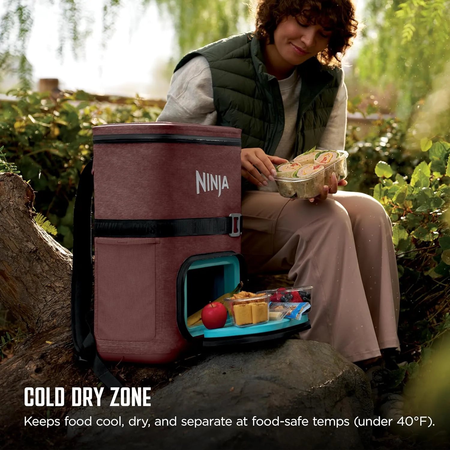 Ninja FrostVault Go 24-Can Backpack Soft Cooler with Cold Dry-Zone Storage