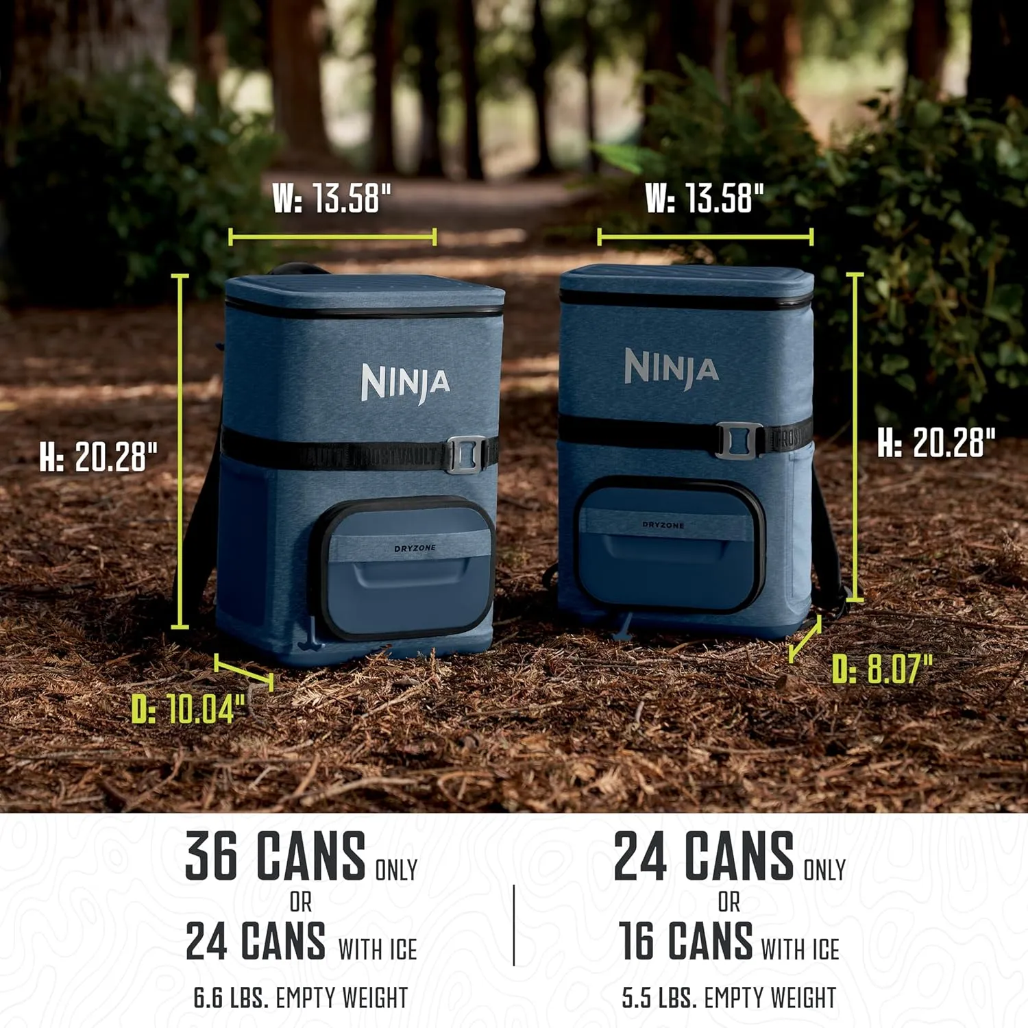 Ninja FrostVault Go 24-Can Backpack Soft Cooler with Cold Dry-Zone Storage