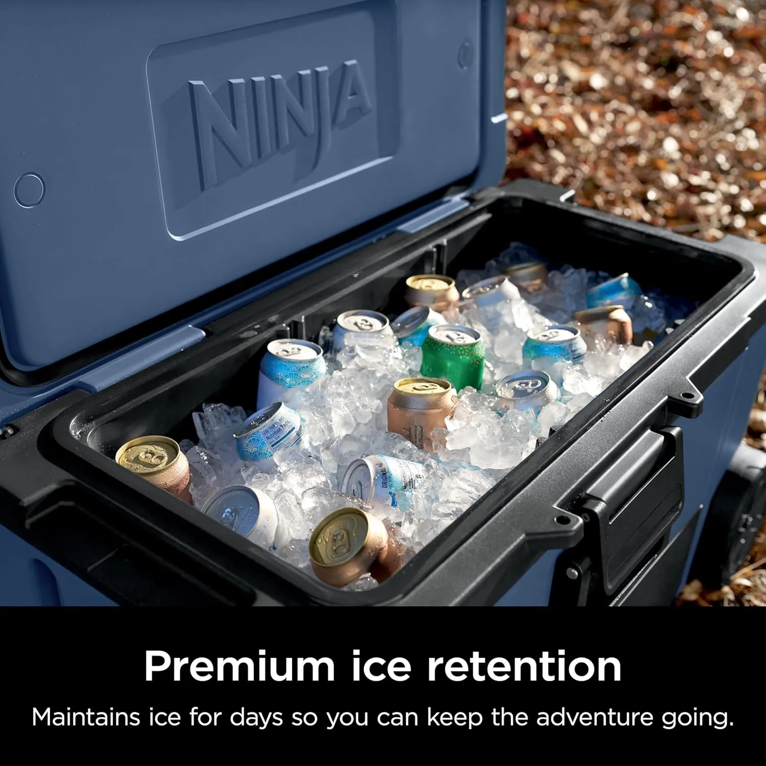 Ninja Outdoor FrostVault 65qt Wheeled Cooler with Cold Dry Zone, Integrated Fridge-Temp Dry Storage Drawer, Premium Heavy-Duty Insulated Cooler, Keeps Ice for Days, Lakeshore Blue FB265BL