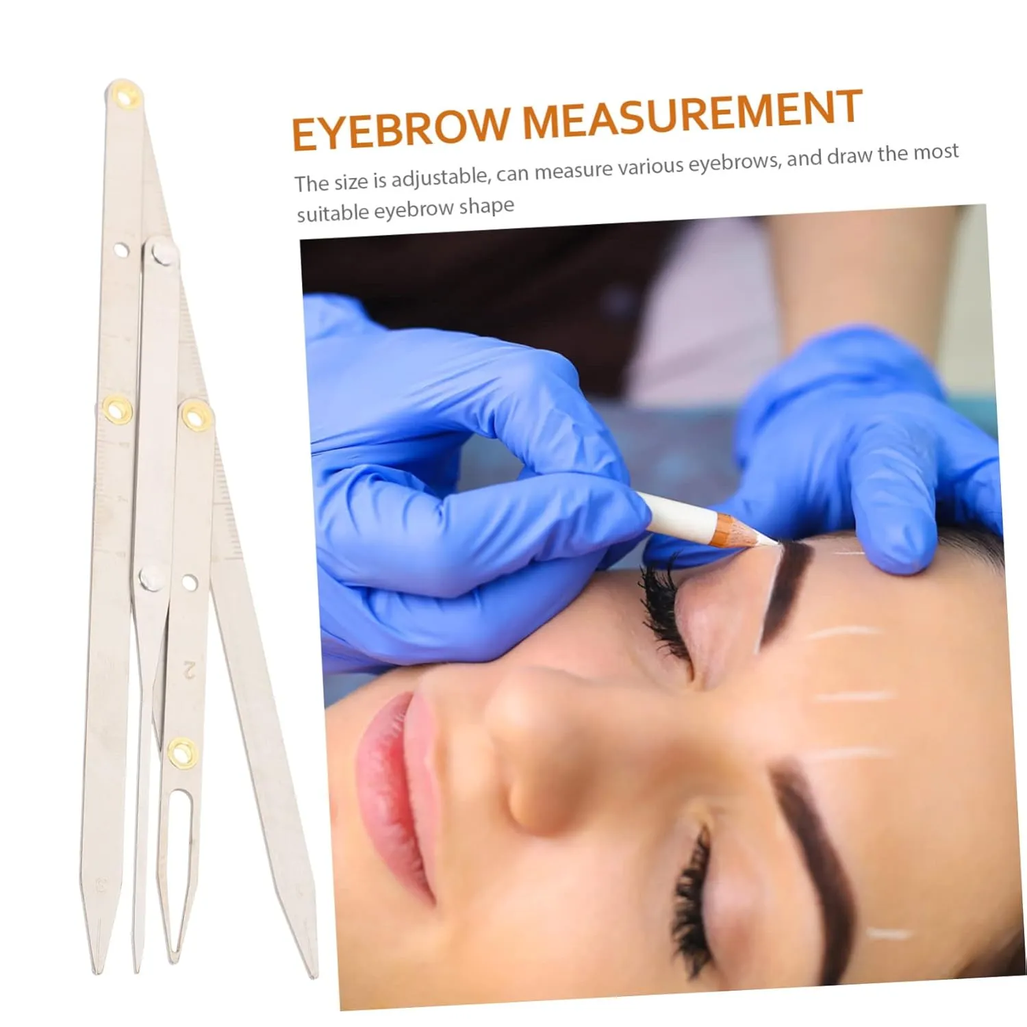 NOLITOY 2pcs Stainless Steel Eyebrow Ruler Golden Ratio Measuring Tool for Microblading Lightweight and Design for Eyebrow Shaping Easy to Use and Carry