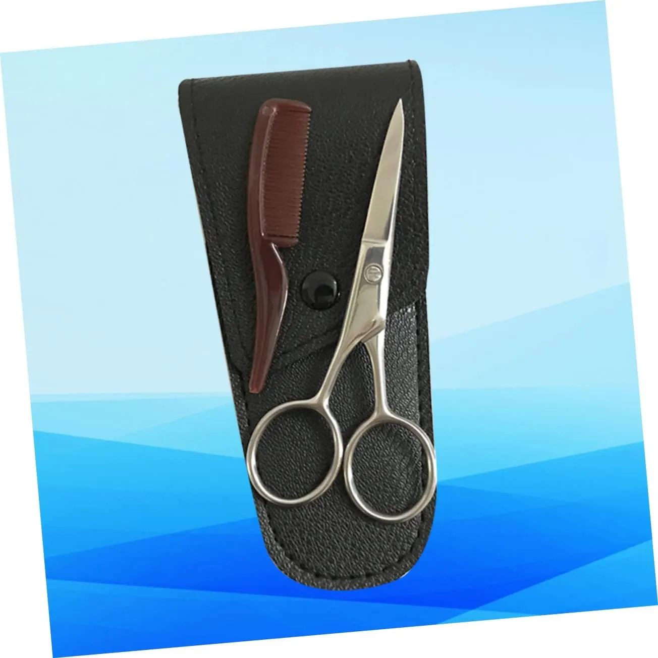NOLITOY 3 Sets Beard Trimmer Scissors Set Black Eyebrow Grooming Kit Scissors Brow Professional Hair Cutting Tool