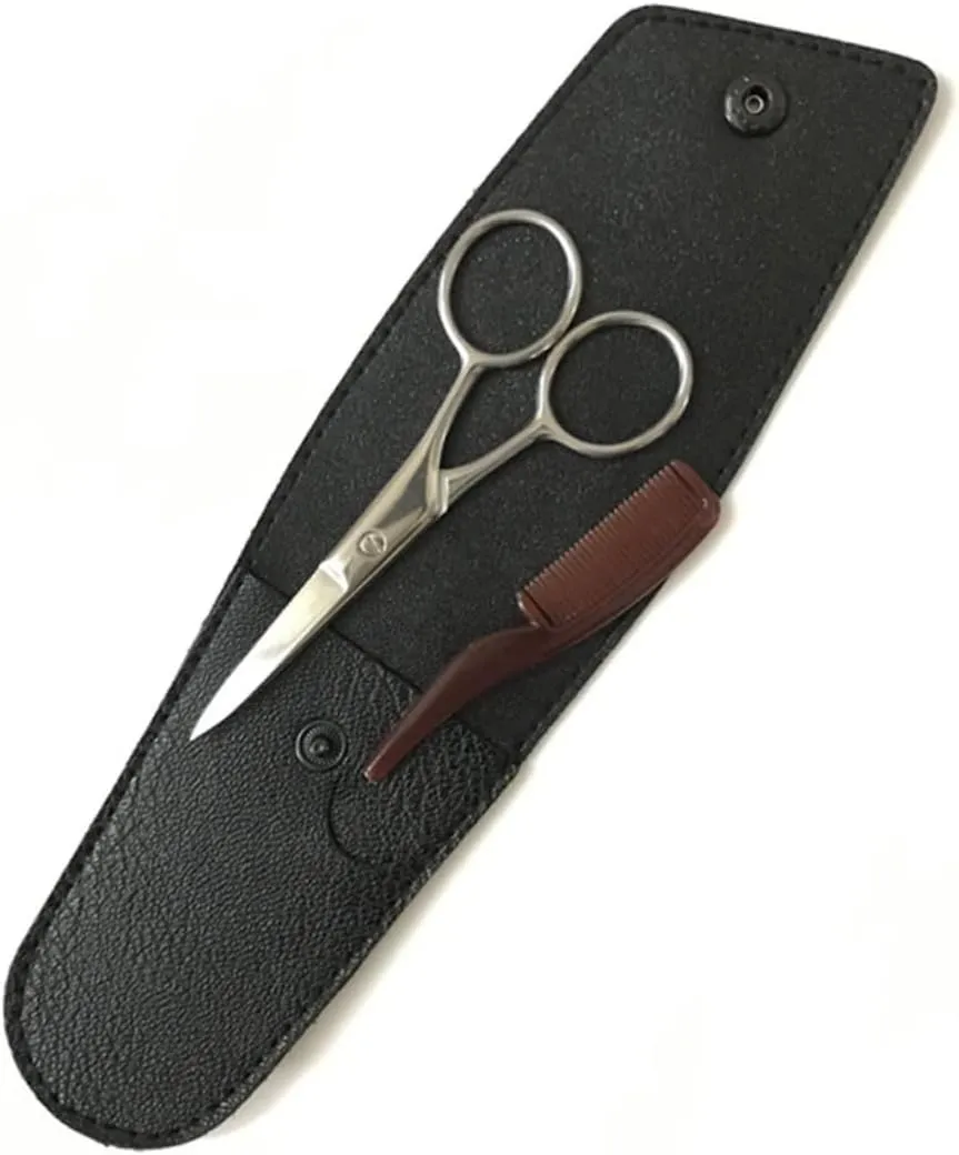 NOLITOY 3 Sets Beard Trimmer Scissors Set Black Eyebrow Grooming Kit Scissors Brow Professional Hair Cutting Tool