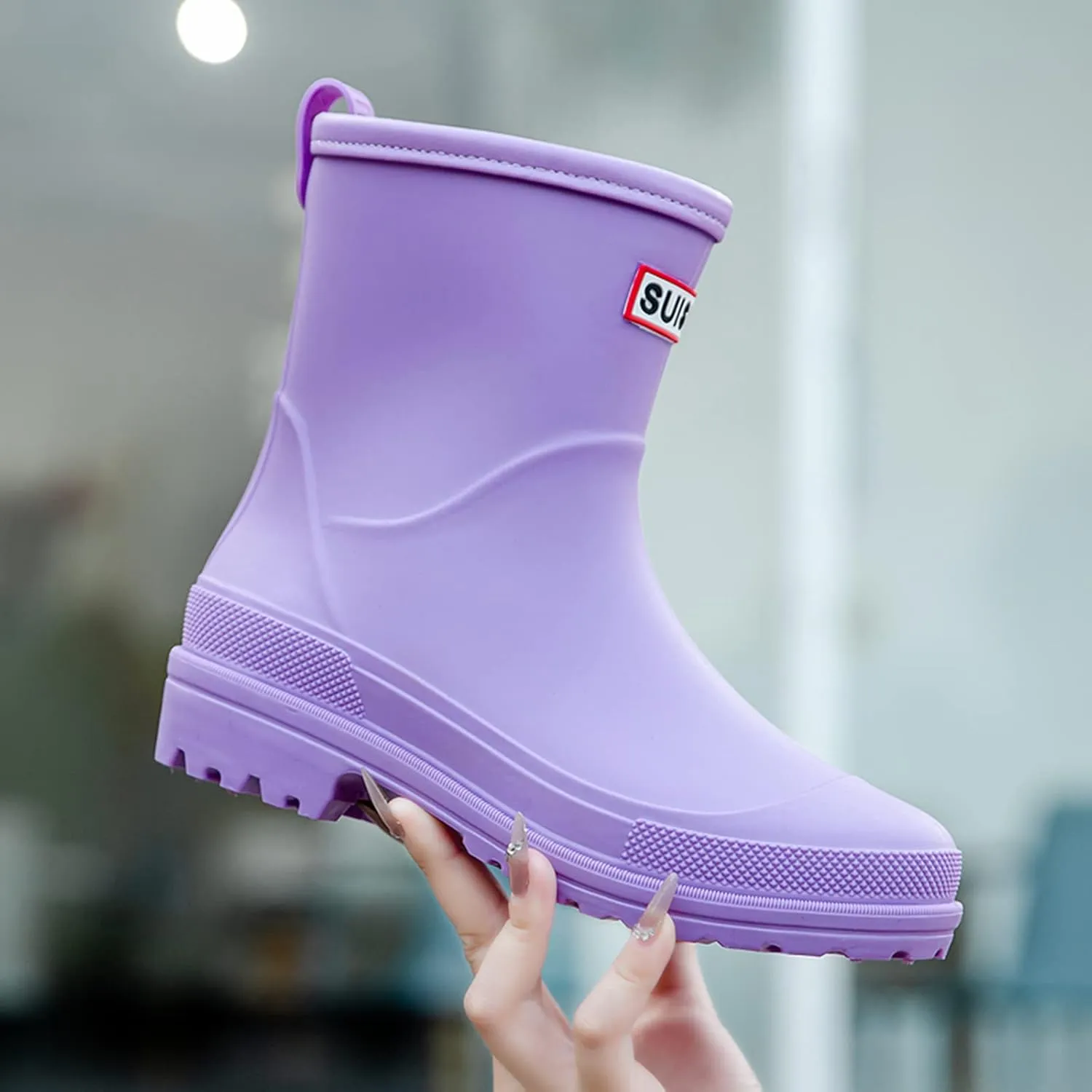 Nutropa Mid Calf Rain Boots for Women,Waterproof Garden Shoes Anti-Slip Rainboots,Outdoor Work Rain Shoes