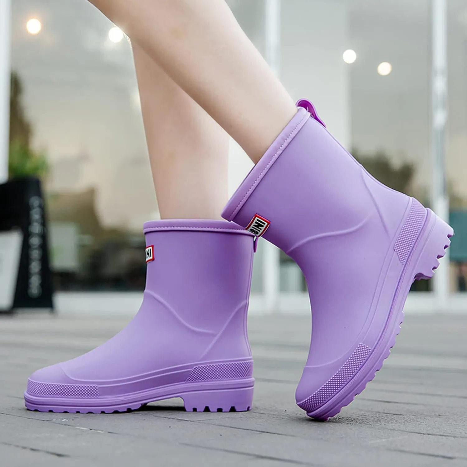 Nutropa Mid Calf Rain Boots for Women,Waterproof Garden Shoes Anti-Slip Rainboots,Outdoor Work Rain Shoes