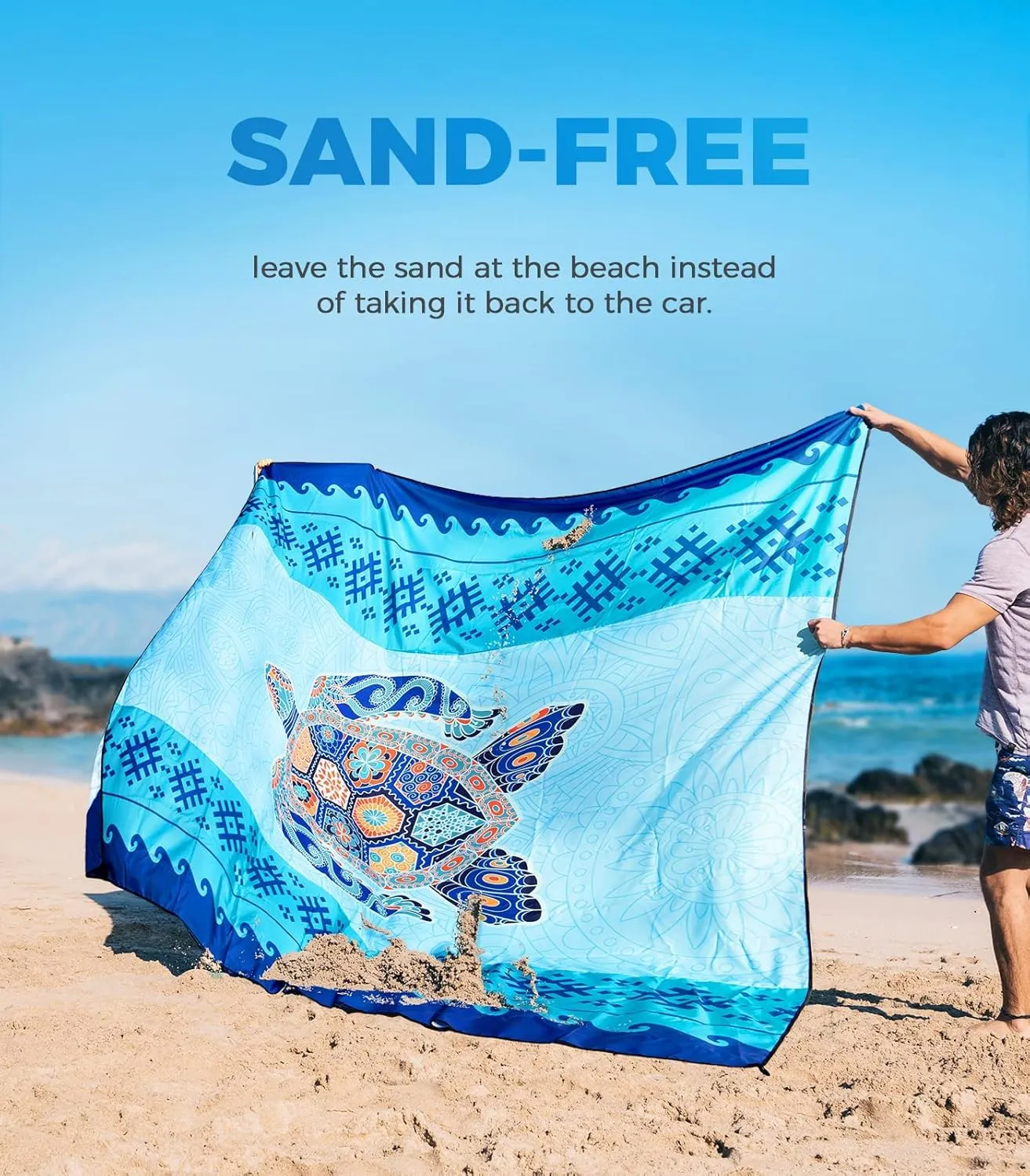 OCOOPA Beach Blanket Waterproof Sandproof, 10'X 9' Extra Large, Soft and Sturdy, Light Weight and Portable, Perfect for Beach Vacation, Famlily Park Picnic, Travel Camping, Outdoor Gifts