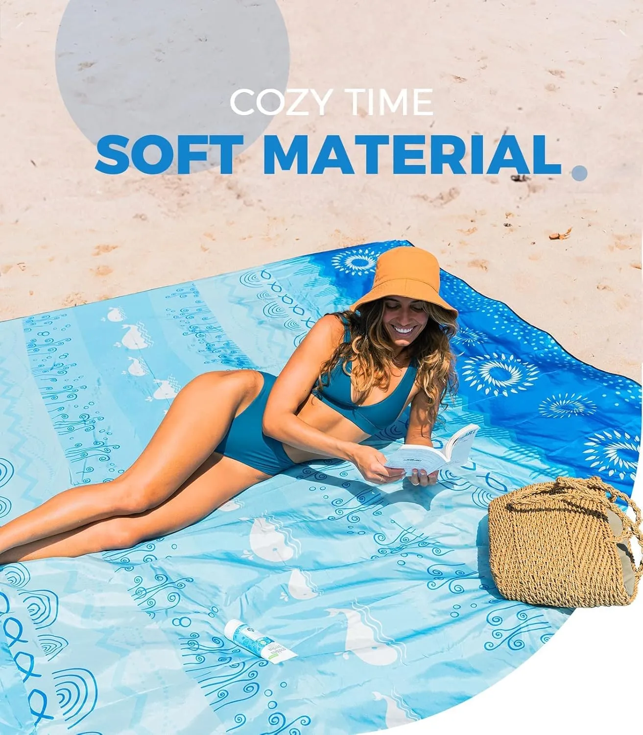 OCOOPA Beach Blanket Waterproof Sandproof, 10'X 9' Extra Large, Soft and Sturdy, Sand Free, Light Weight and Portable, Perfect for Travel Camping, Beach Vacation, Marine Life Series