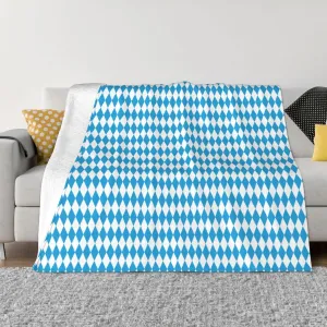 Oktoberfest Bavarian Blue and White 60"X50" Flannel Blanket - 100% Soft Polyester, Lightweight and Warm, Suitable for Families, Camping, Travel