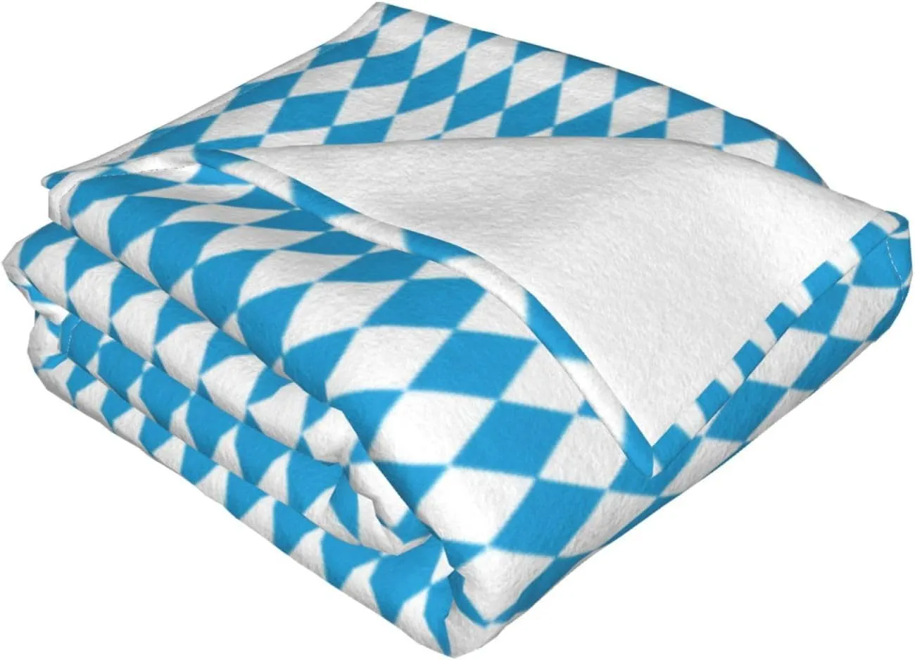 Oktoberfest Bavarian Blue and White 60"X50" Flannel Blanket - 100% Soft Polyester, Lightweight and Warm, Suitable for Families, Camping, Travel