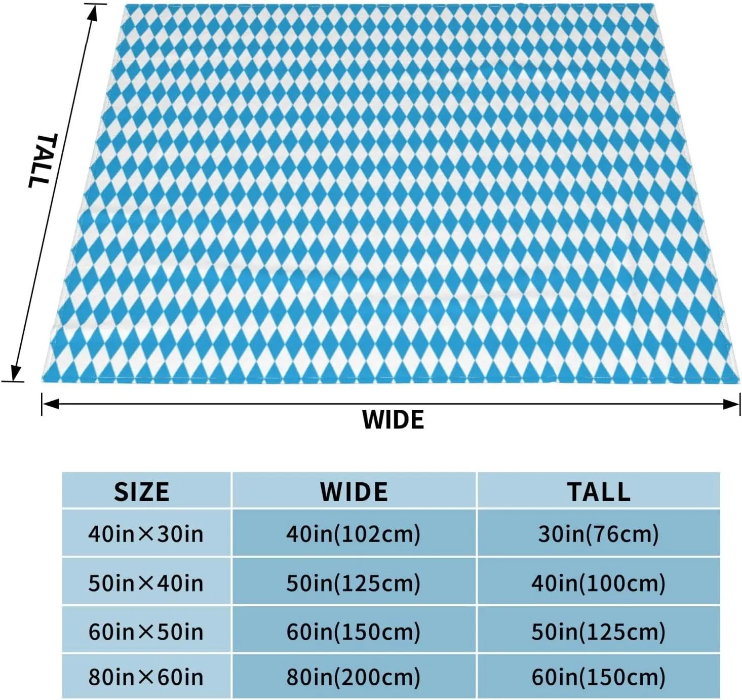 Oktoberfest Bavarian Blue and White 60"X50" Flannel Blanket - 100% Soft Polyester, Lightweight and Warm, Suitable for Families, Camping, Travel
