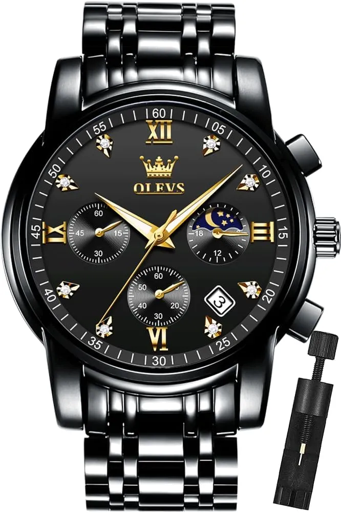 OLEVS Men Watches Square Business Dress Diamond Analog Quartz Date Luxury Watch for Men Casual Stainless Steel Waterproof Luminous Two Tone Wrist Watch