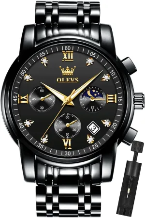 OLEVS Men Watches Square Business Dress Diamond Analog Quartz Date Luxury Watch for Men Casual Stainless Steel Waterproof Luminous Two Tone Wrist Watch