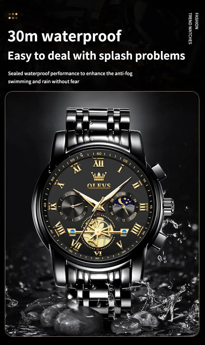 OLEVS Men Watches Square Business Dress Diamond Analog Quartz Date Luxury Watch for Men Casual Stainless Steel Waterproof Luminous Two Tone Wrist Watch