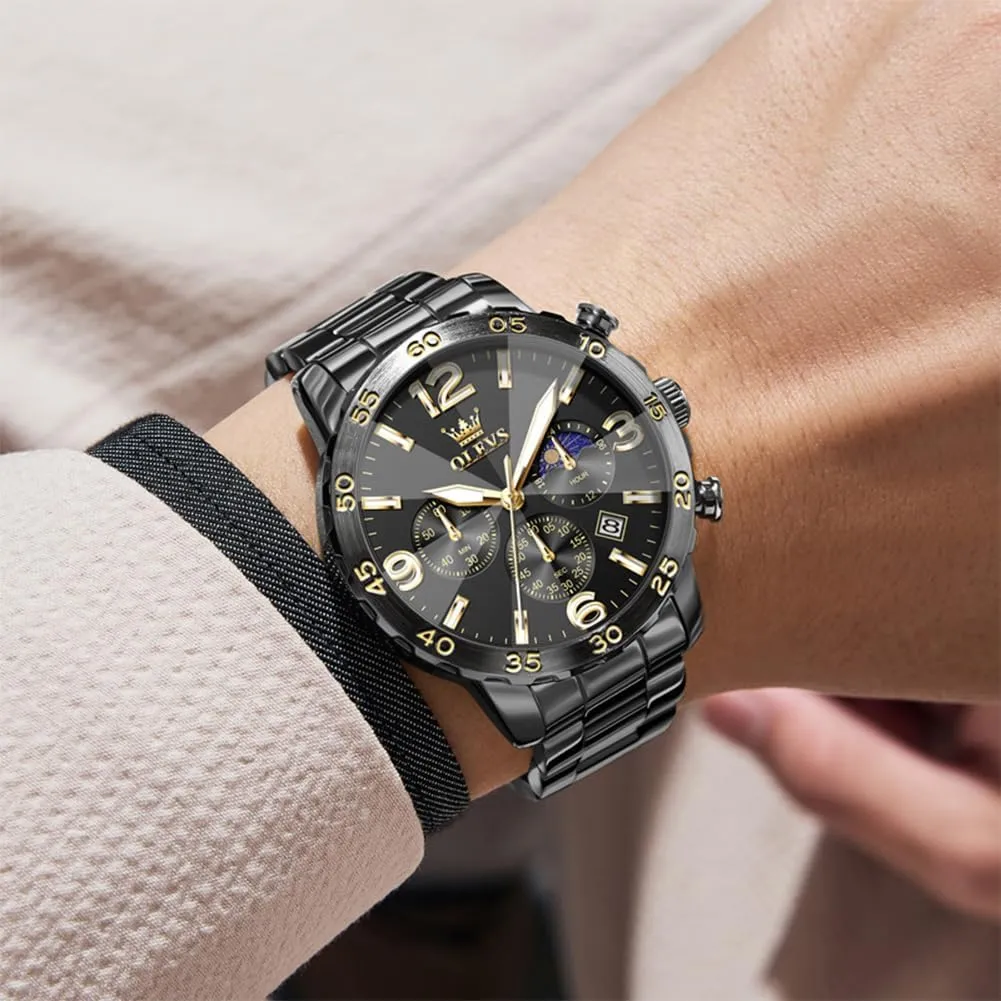 OLEVS Watch for Men Simple Business Dress Analog Stainless Steel Waterproof Luminous Date Easy Read Men Wrsit Watch