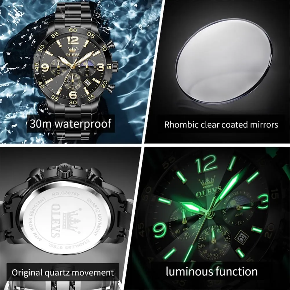 OLEVS Watch for Men Simple Business Dress Analog Stainless Steel Waterproof Luminous Date Easy Read Men Wrsit Watch