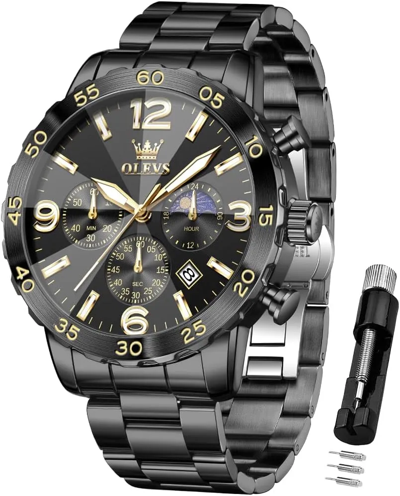 OLEVS Watch for Men Simple Business Dress Analog Stainless Steel Waterproof Luminous Date Easy Read Men Wrsit Watch