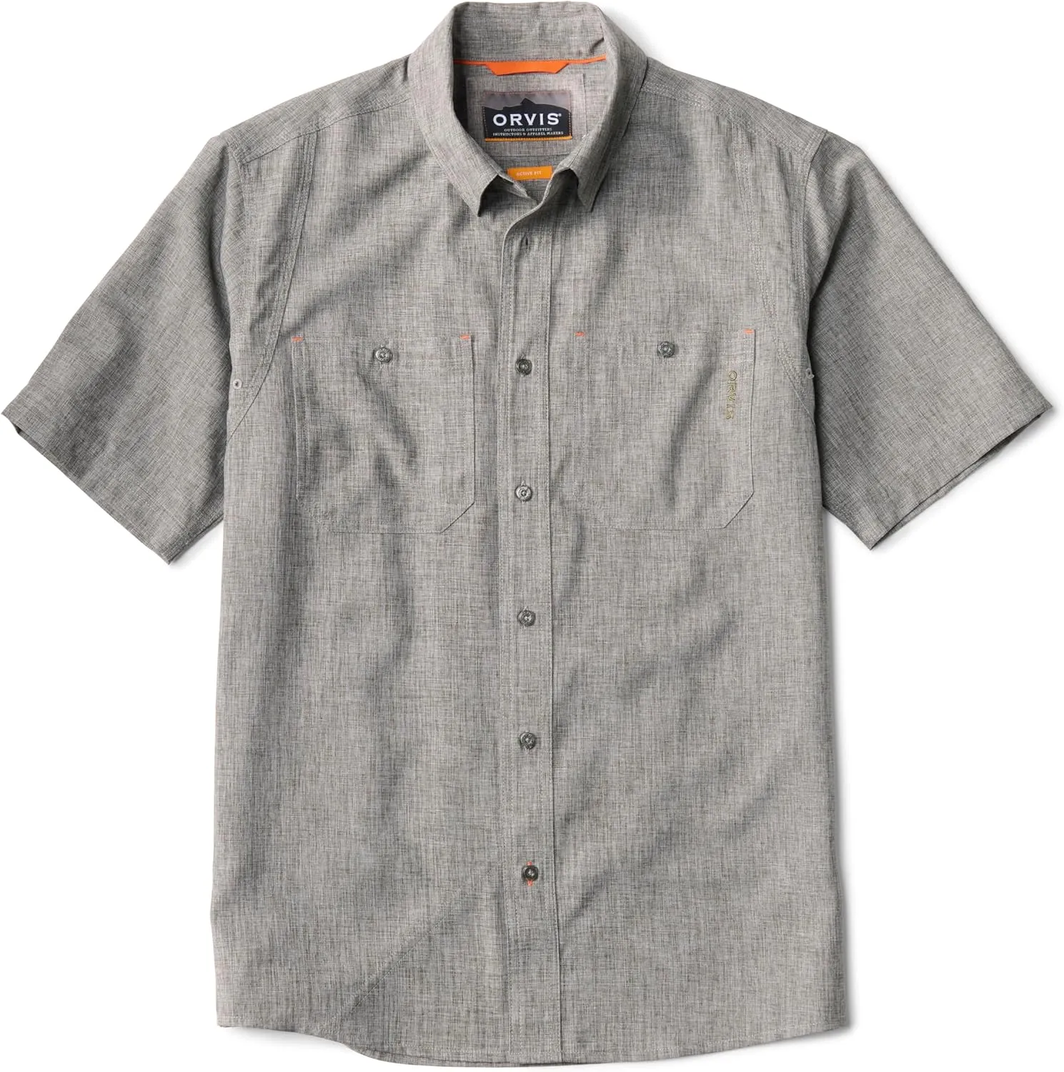 Orvis Tech Chambray Short-Sleeve Work Shirts for Men with Odor Control Thermal Regulation, and UPF 40 Sun Protection
