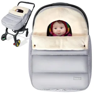 Orzbow Car Seat Covers for Babies Winter, Universal Baby Car Seat Cover with Adjustable Collar, Waterproof Carseat Cover with Zipper, Warm Coral Fleece, Detachable and Machine Washable, Light Grey
