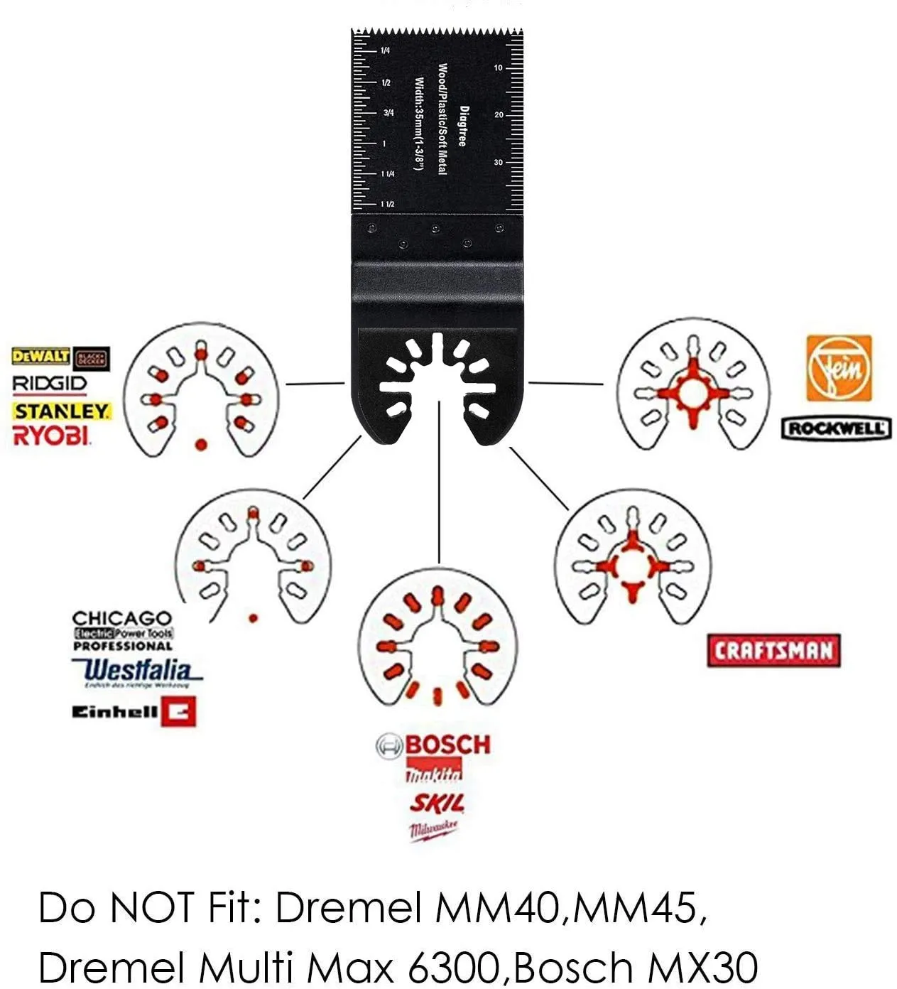 Oscillating Saw Blades, Diagtree 50pcs Wood Universal Quick Release Oscillating Saw Blades Compatible with Fein Dremel Dewalt Craftsman Ridgid Makita Milwaukee Rockwell Ryobi, etc