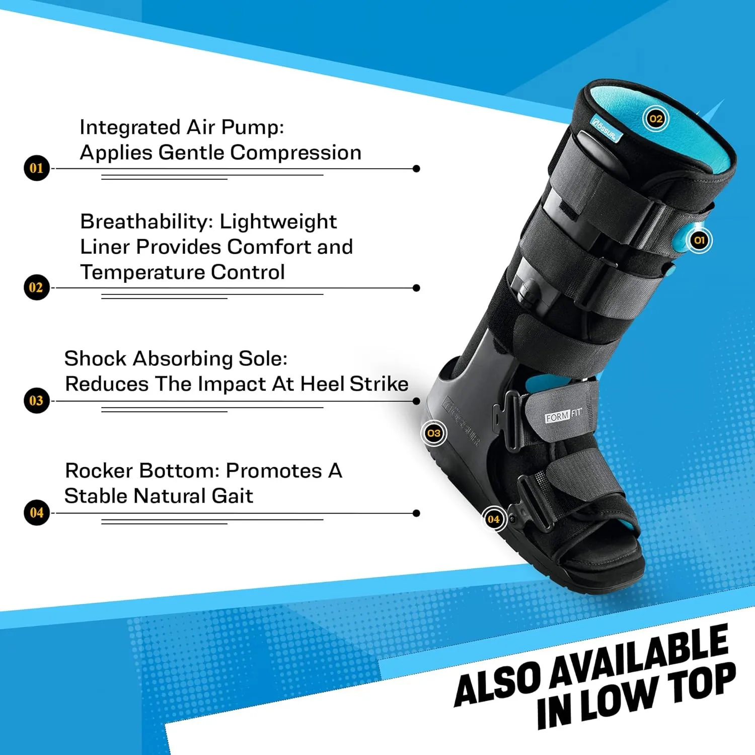 Ossur Formfit Walker Boot with Air - Medical Grade Walking Boot for Broken Foot, Sprained Ankle & Stable Fractures | Breathable Walker Boot for Strains, Sprains & Immobilization(High Top/X-Large)