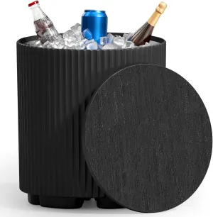 Outdoor Cooler Side Table, 2 in 1 Ice Chest Side Table,as Cooler Side Table,Cooler Table for Patio, Parties Picnics, Beach, Black