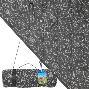 Outdoor Picnic Blanket Black Fish 60"x80" Sandproof Beach Blanket Waterproof Picnic Blankets Foldable for Caming, Beach, Outdoor Activities.