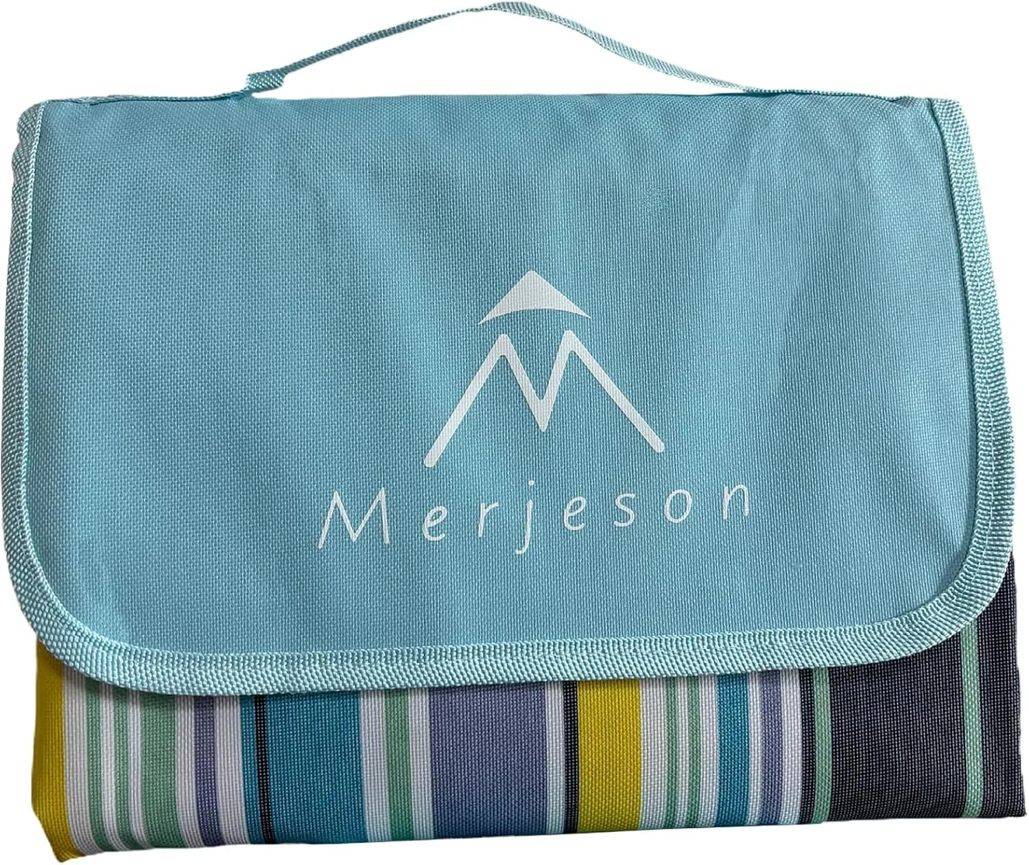 Outdoor Picnic Blanket, Waterproof Foldable, Extra Large 79x77in, Portable Compact Beach Mat, Oversize Picnic Mat, for Camping&Music Festival&Lawn(Blue line