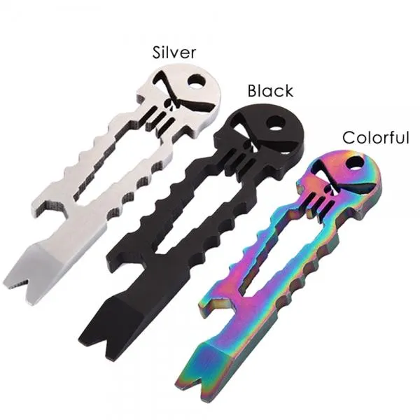 Outdoor Skull Design Multi-Function Stainless Steel Tool Silver S