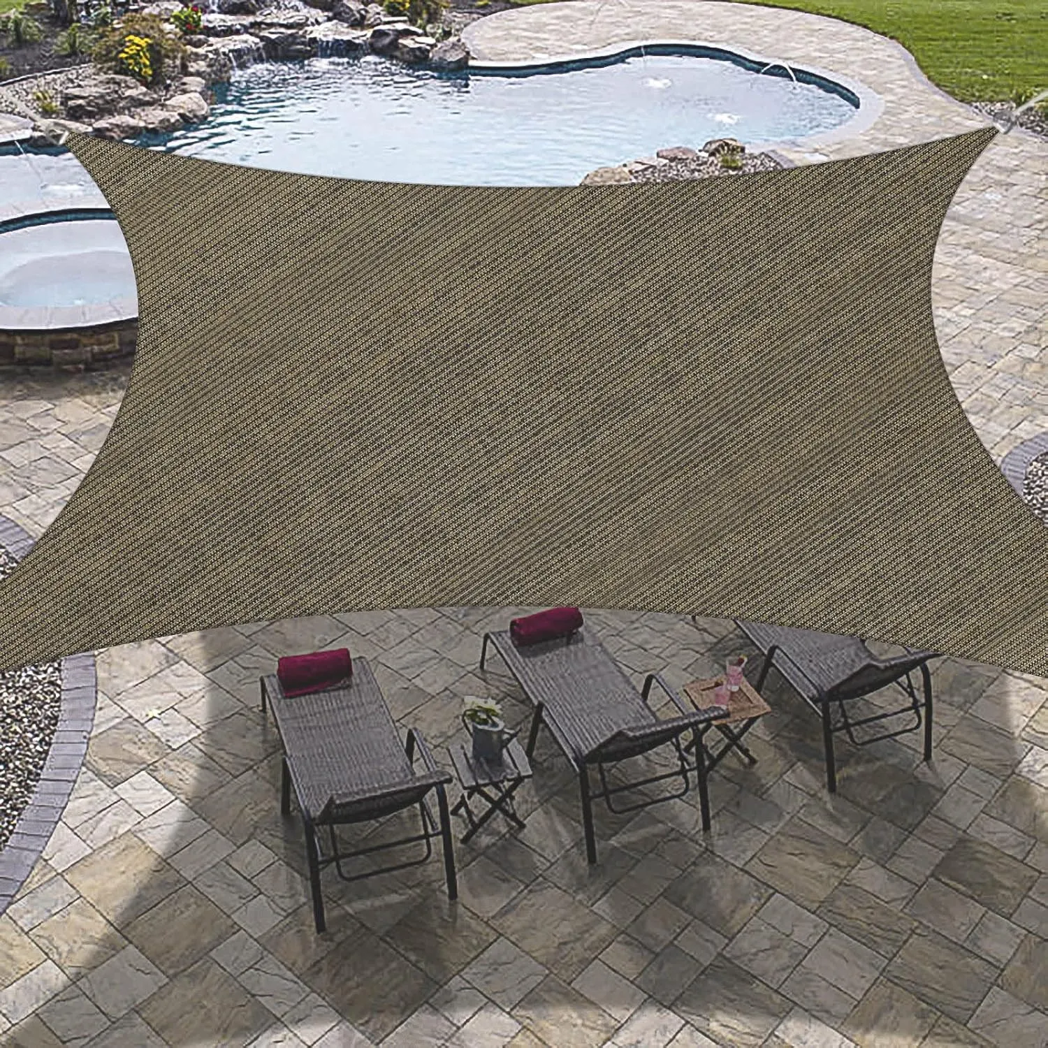 OutdoorLines Rectangle Sun Shade Sails for Patios 10 x 13 ft Sun UV Blocking Outdoor Canopy, Sunshades for Backyard, Lawn and Garden and All Outdoor Activities, Brown