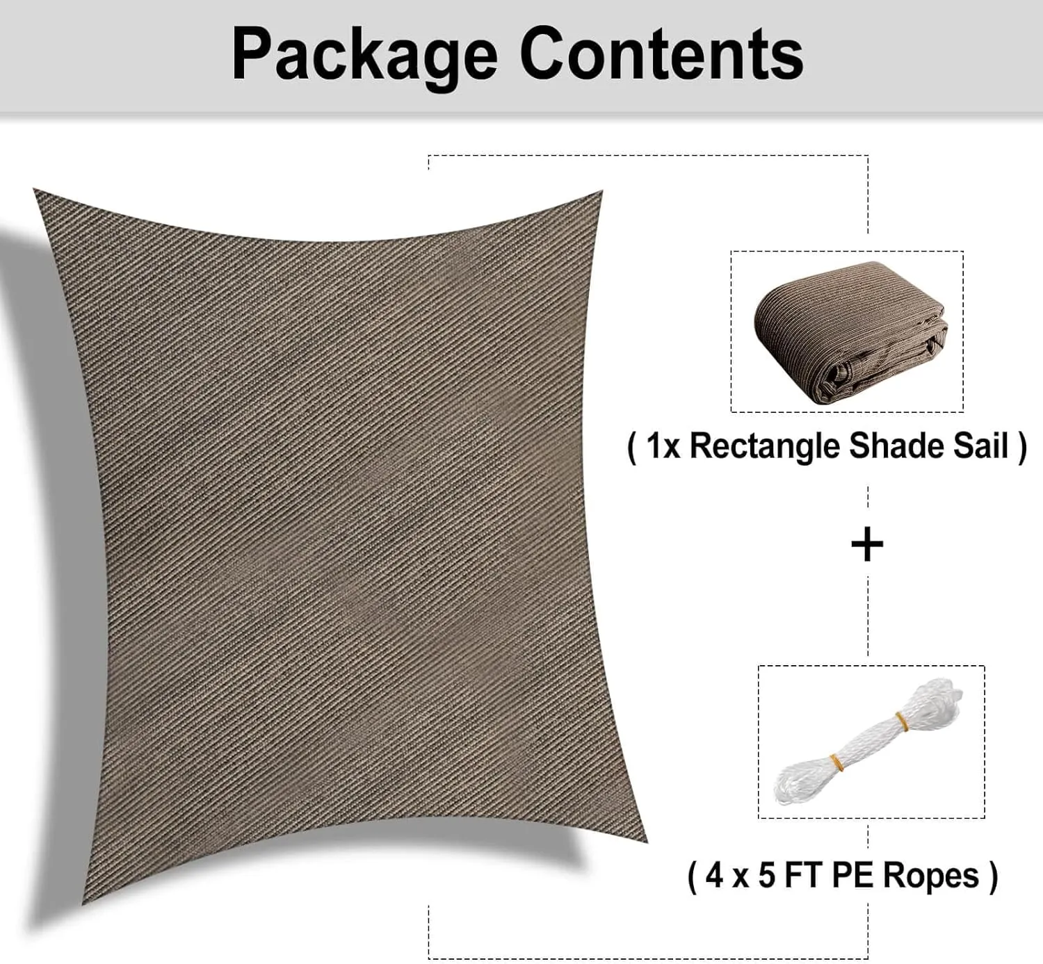 OutdoorLines Rectangle Sun Shade Sails for Patios 10 x 13 ft Sun UV Blocking Outdoor Canopy, Sunshades for Backyard, Lawn and Garden and All Outdoor Activities, Brown