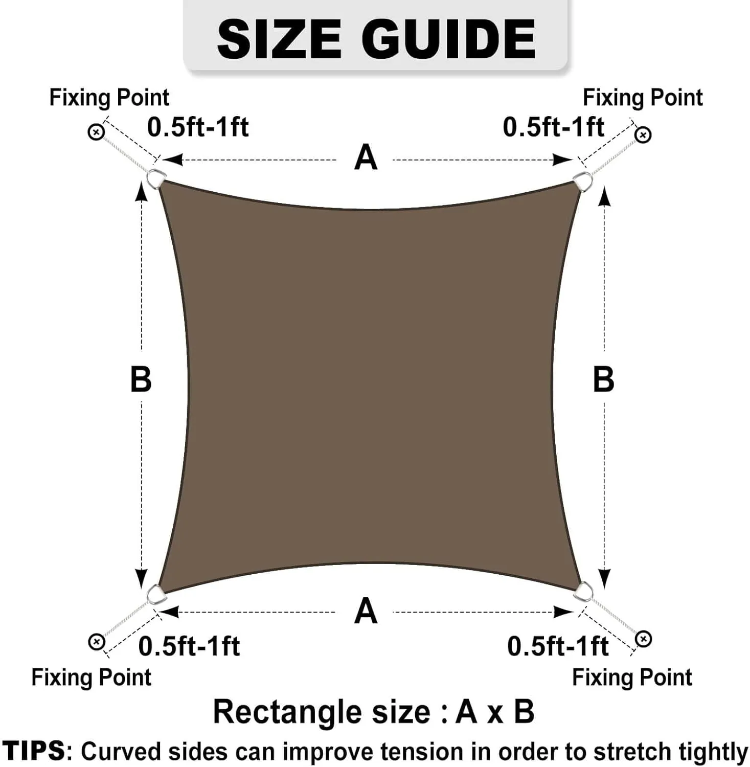 OutdoorLines Rectangle Sun Shade Sails for Patios 10 x 13 ft Sun UV Blocking Outdoor Canopy, Sunshades for Backyard, Lawn and Garden and All Outdoor Activities, Brown