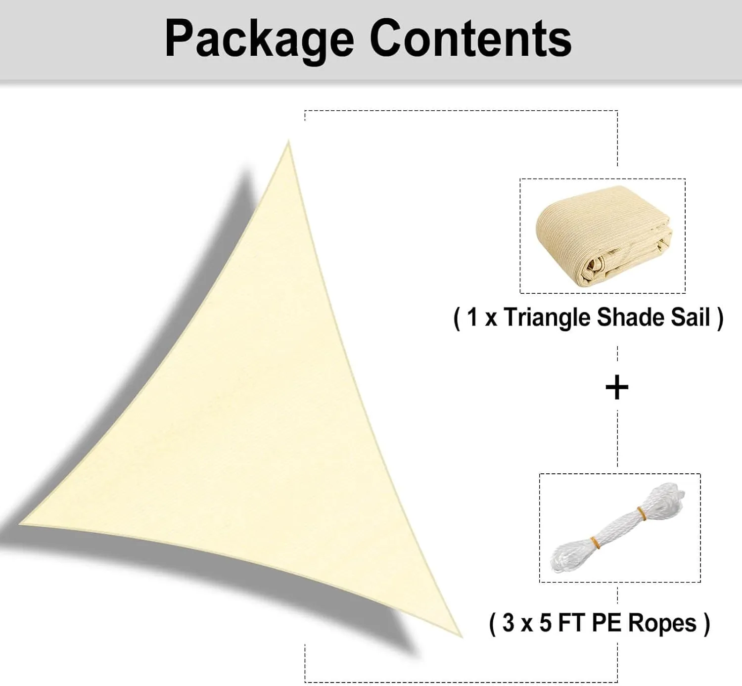 OutdoorLines Triangle Sun Shade Sails for Patio 8 x 8 x 8 ft Sun UV Blocking Outdoor Canopy, Sunshades for Backyard, Lawn and Garden and All Outdoor Activities, Beige