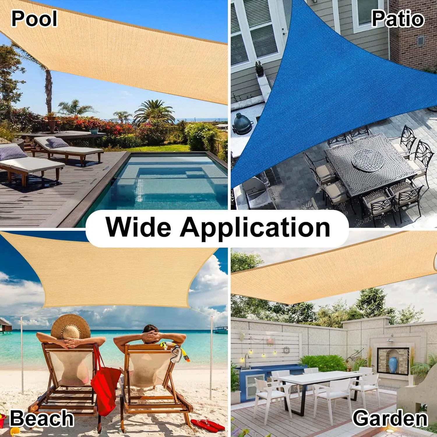 OutdoorLines Triangle Sun Shade Sails for Patio 8 x 8 x 8 ft Sun UV Blocking Outdoor Canopy, Sunshades for Backyard, Lawn and Garden and All Outdoor Activities, Beige