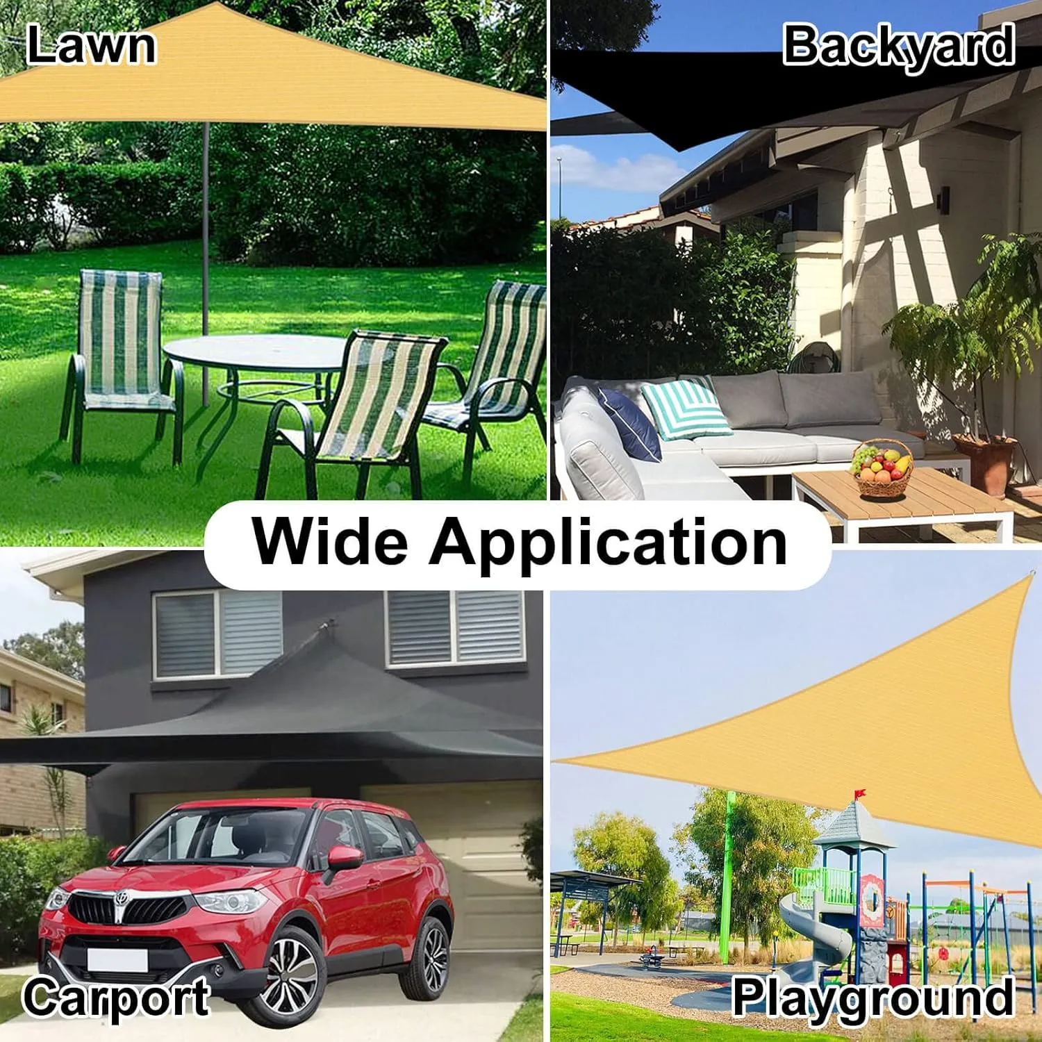 OutdoorLines Triangle Sun Shade Sails for Patio 8 x 8 x 8 ft Sun UV Blocking Outdoor Canopy, Sunshades for Backyard, Lawn and Garden and All Outdoor Activities, Beige