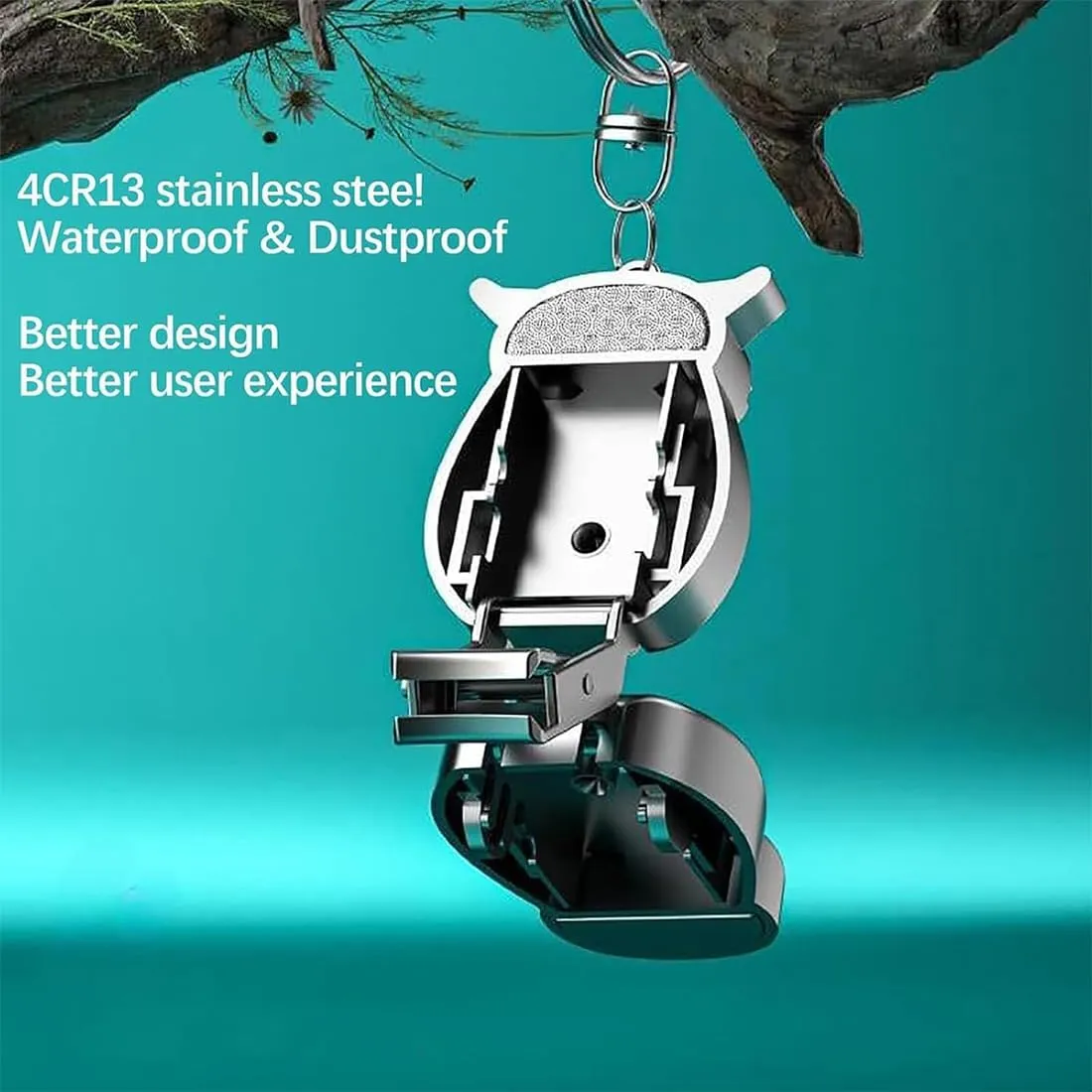 Owl Keychain Nail Clipper, 2025 Upgraded Version 2 in 1 Foldable Portable Owl Keychain, Germany Professional Stainless Steel Mini Nail Clippers, Manicure Chiropody Tool (2PCS)