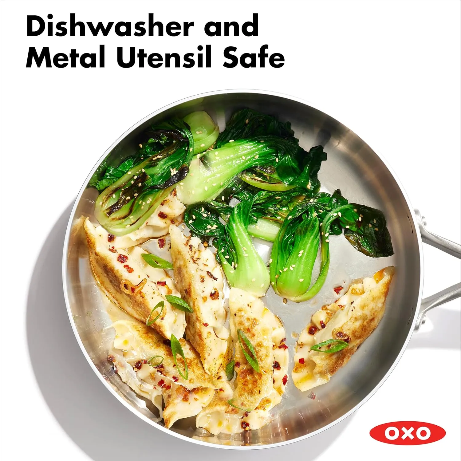 OXO Mira Tri-Ply Stainless Steel, 3.25QT Saute Pan Jumbo Cooker with Lid, Induction, Multi Clad, Dishwasher and Metal Utensil Safe