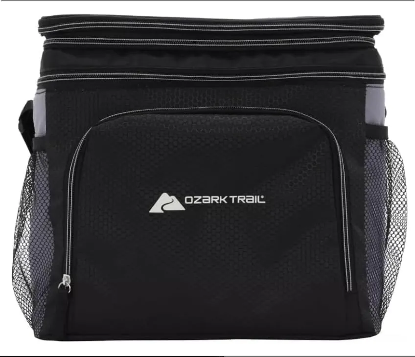 Ozark Trail 24 Can Soft-Sided Cooler, Black - Perfect for Camping, Picnics, and Outdoor Activities, Portable