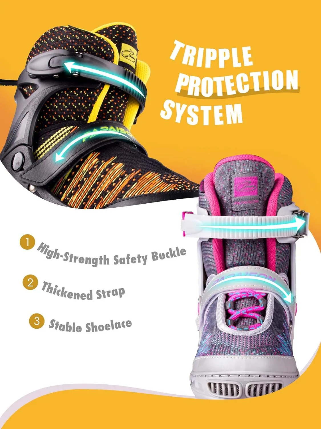 PAPAISON Inline Skates for Boys and Girls with Full Light up Wheels, Beginner Adjustable Illuminating Roller Skates for Kids Youth Women and Men…