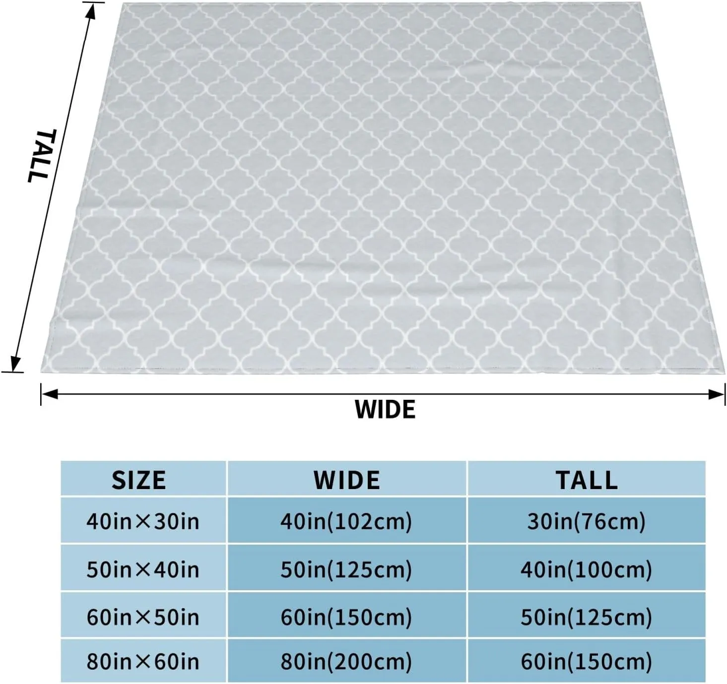 Pastel Blue Moroccan Quatrefoil Pattern 60"X50" Flannel Blanket - 100% Soft Polyester, Lightweight and Warm, Suitable for Families, Camping, Travel