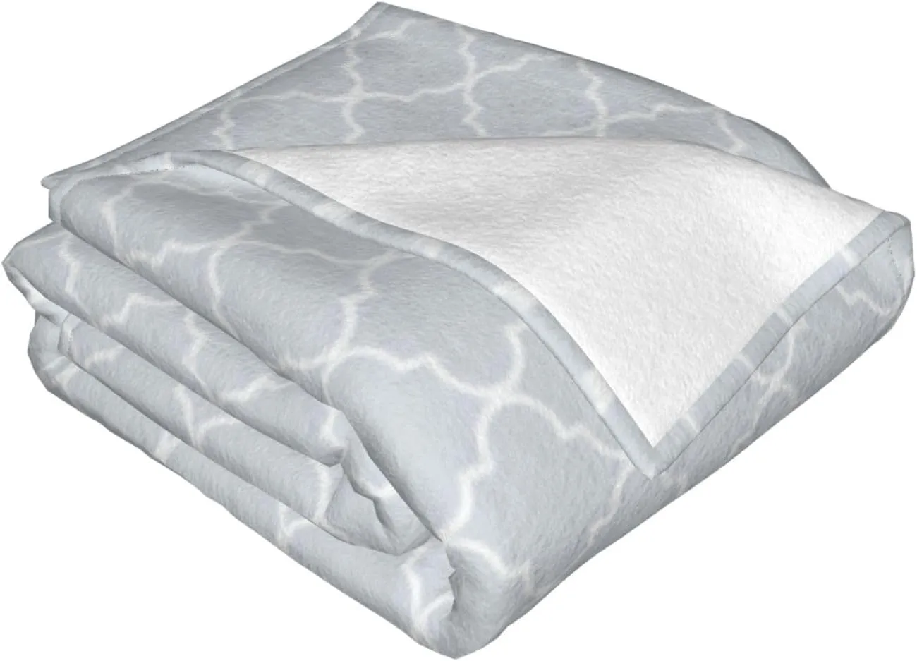 Pastel Blue Moroccan Quatrefoil Pattern 60"X50" Flannel Blanket - 100% Soft Polyester, Lightweight and Warm, Suitable for Families, Camping, Travel