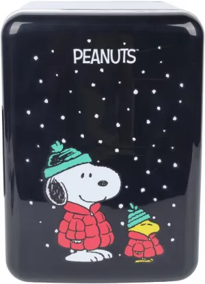 Peanuts - Mini Fridge, Small Cooler for Drinks & Snacks, or Skincare Refrigerator - Christmas Gifts (6 Cans, Snoopy Puffer)