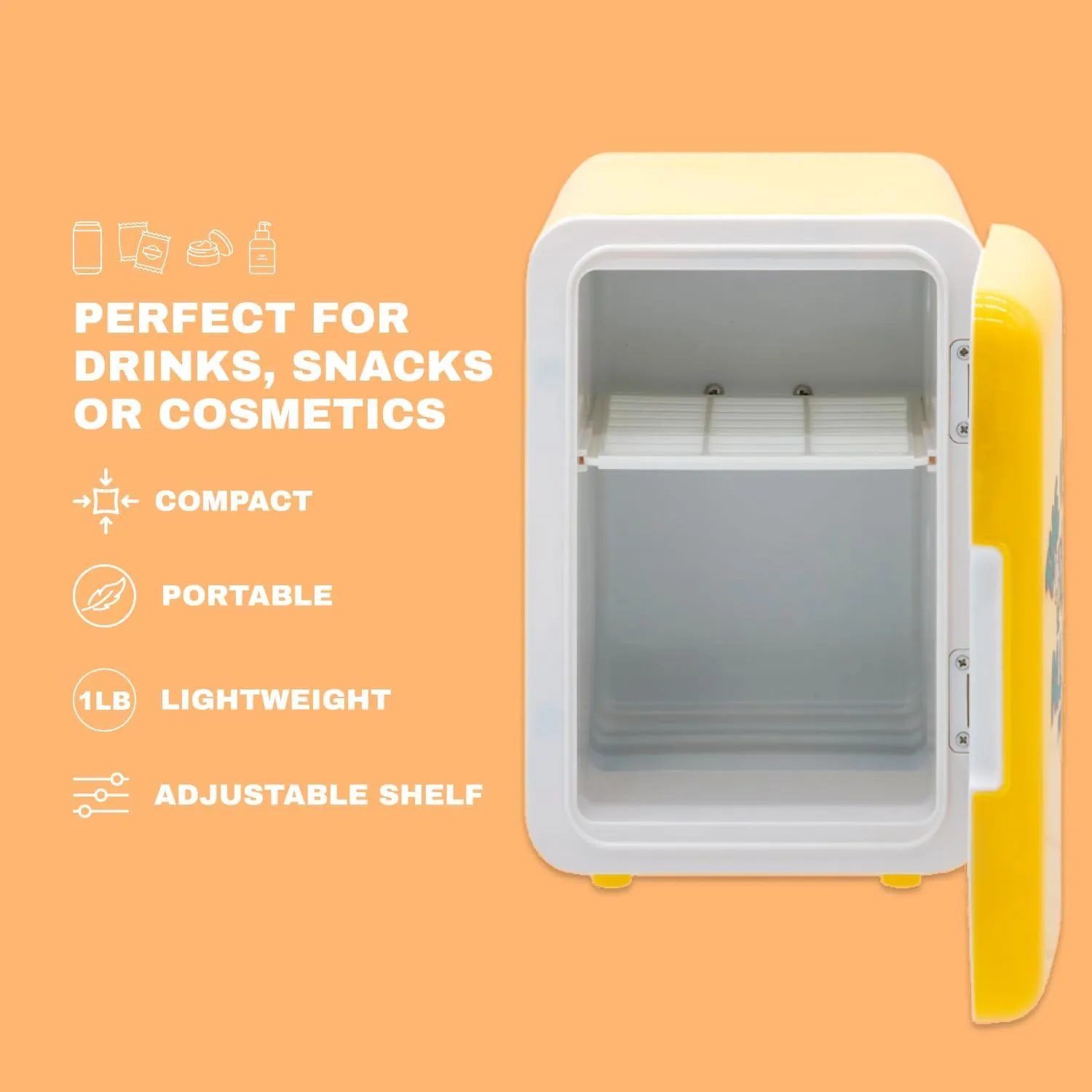 Peanuts - Mini Fridge, Small Cooler for Drinks & Snacks, or Skincare Refrigerator - Christmas Gifts (6 Cans, Snoopy Puffer)