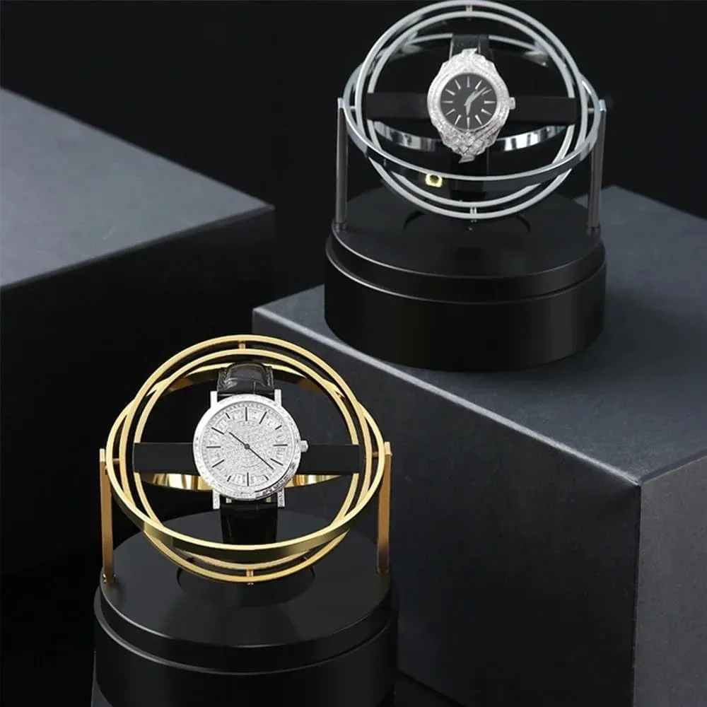 Personalized custom logo Luxury Automatic Single Electric Watch Winder for Mechanical Watches Multi-function Storage Box Collection Silent Motor Gift Man (grey)