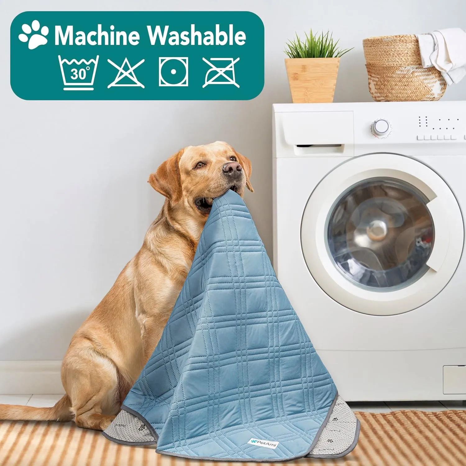 PetAmi Waterproof Cooling Mat for Dog, Premium Pet Cooling Blanket for Bed Crate, Anti Slip Indoor Dog Cool Pad for Sleeping, Q-MAX Large Sofa Couch Cover Mat for Cat, Light Blue, 40x60
