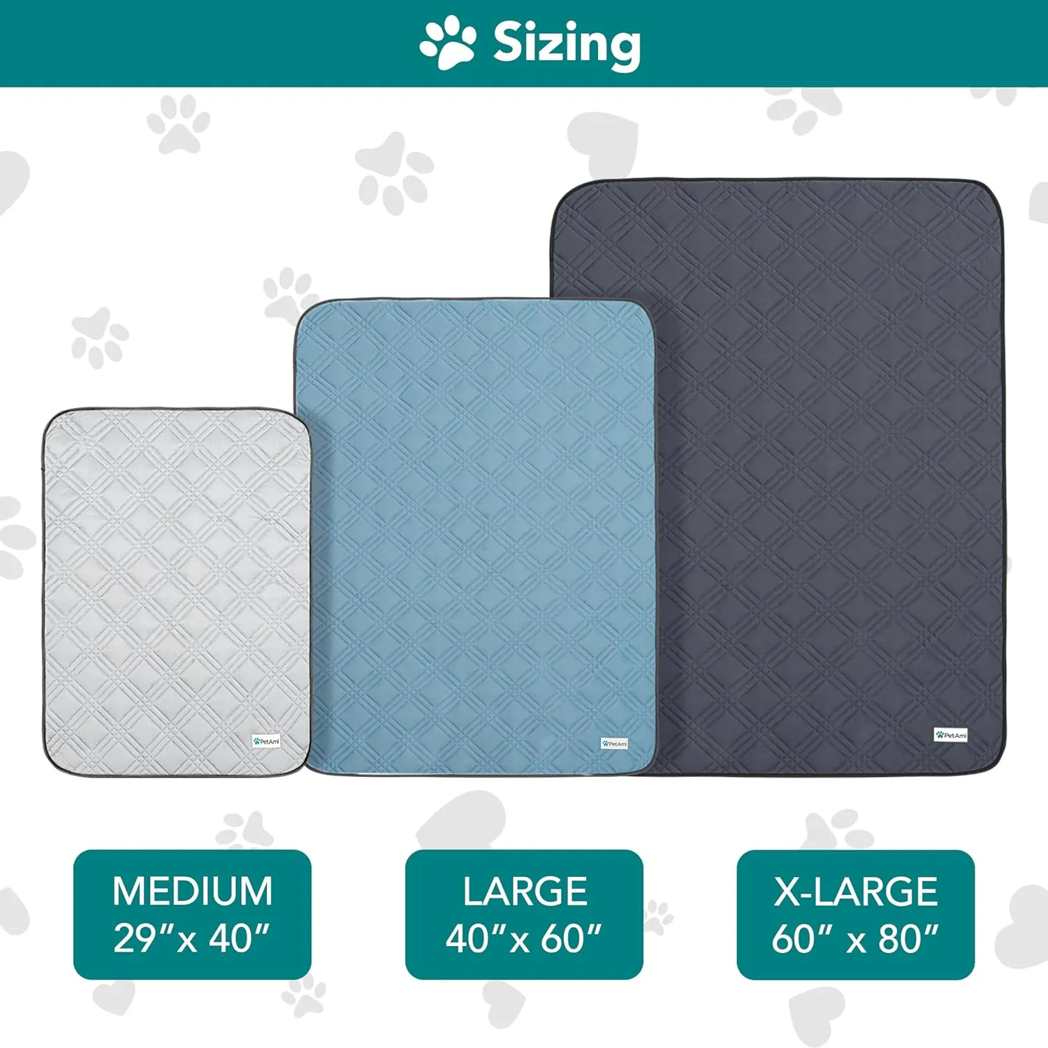 PetAmi Waterproof Cooling Mat for Dog, Premium Pet Cooling Blanket for Bed Crate, Anti Slip Indoor Dog Cool Pad for Sleeping, Q-MAX Large Sofa Couch Cover Mat for Cat, Light Blue, 40x60