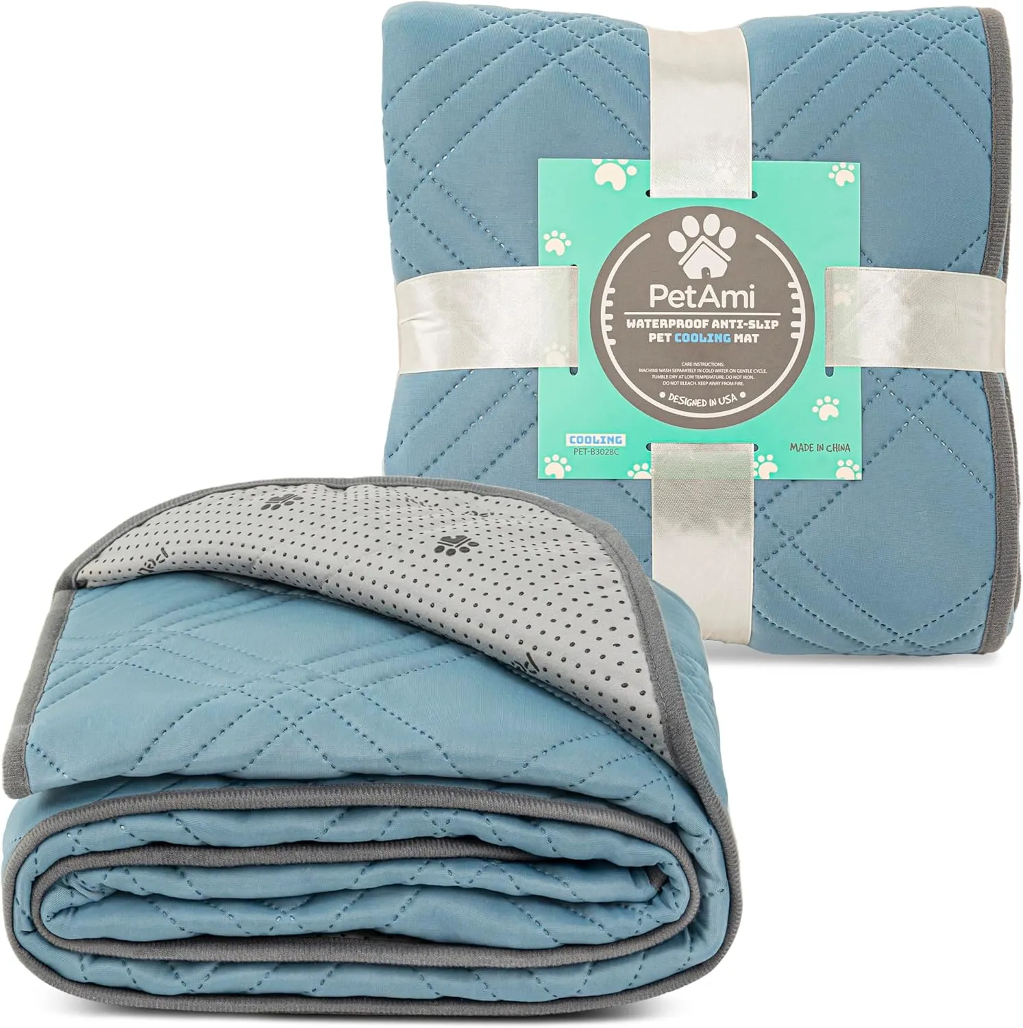 PetAmi Waterproof Cooling Mat for Dog, Premium Pet Cooling Blanket for Bed Crate, Anti Slip Indoor Dog Cool Pad for Sleeping, Q-MAX Large Sofa Couch Cover Mat for Cat, Light Blue, 40x60