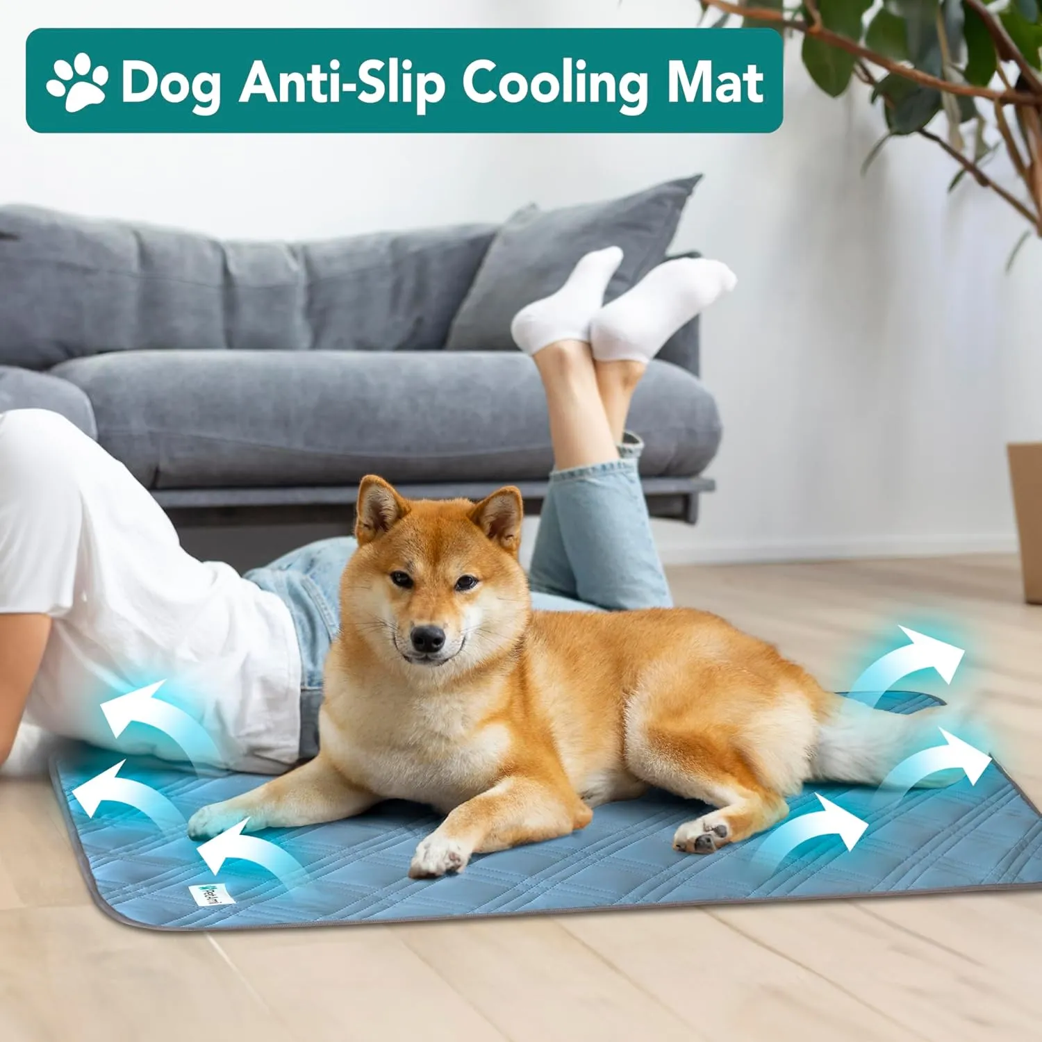 PetAmi Waterproof Cooling Mat for Dog, Premium Pet Cooling Blanket for Bed Crate, Anti Slip Indoor Dog Cool Pad for Sleeping, Q-MAX Large Sofa Couch Cover Mat for Cat, Light Blue, 40x60