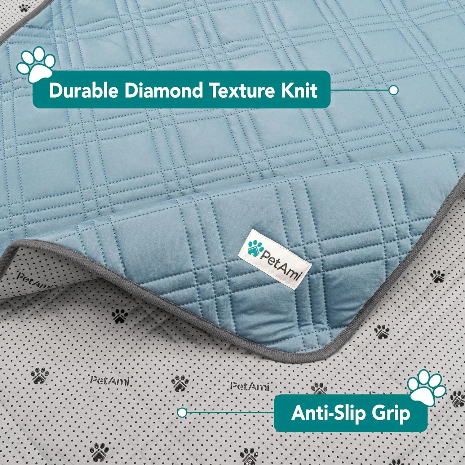 PetAmi Waterproof Cooling Mat for Dog, Premium Pet Cooling Blanket for Bed Crate, Anti Slip Indoor Dog Cool Pad for Sleeping, Q-MAX Large Sofa Couch Cover Mat for Cat, Light Blue, 40x60