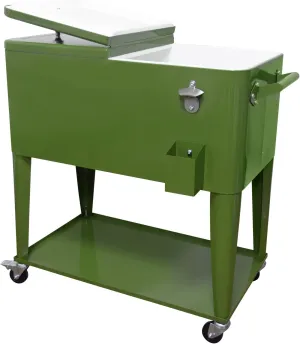 PetGirl Portable Rolling Cooler Ice Chest Cart Trolley for Outdoor Patio Deck Party Beer Cooler Cart Cover 80Quart Qt Rolling Cooler on Wheels Backyard Party Drink Beverage Bar Bottle Opener