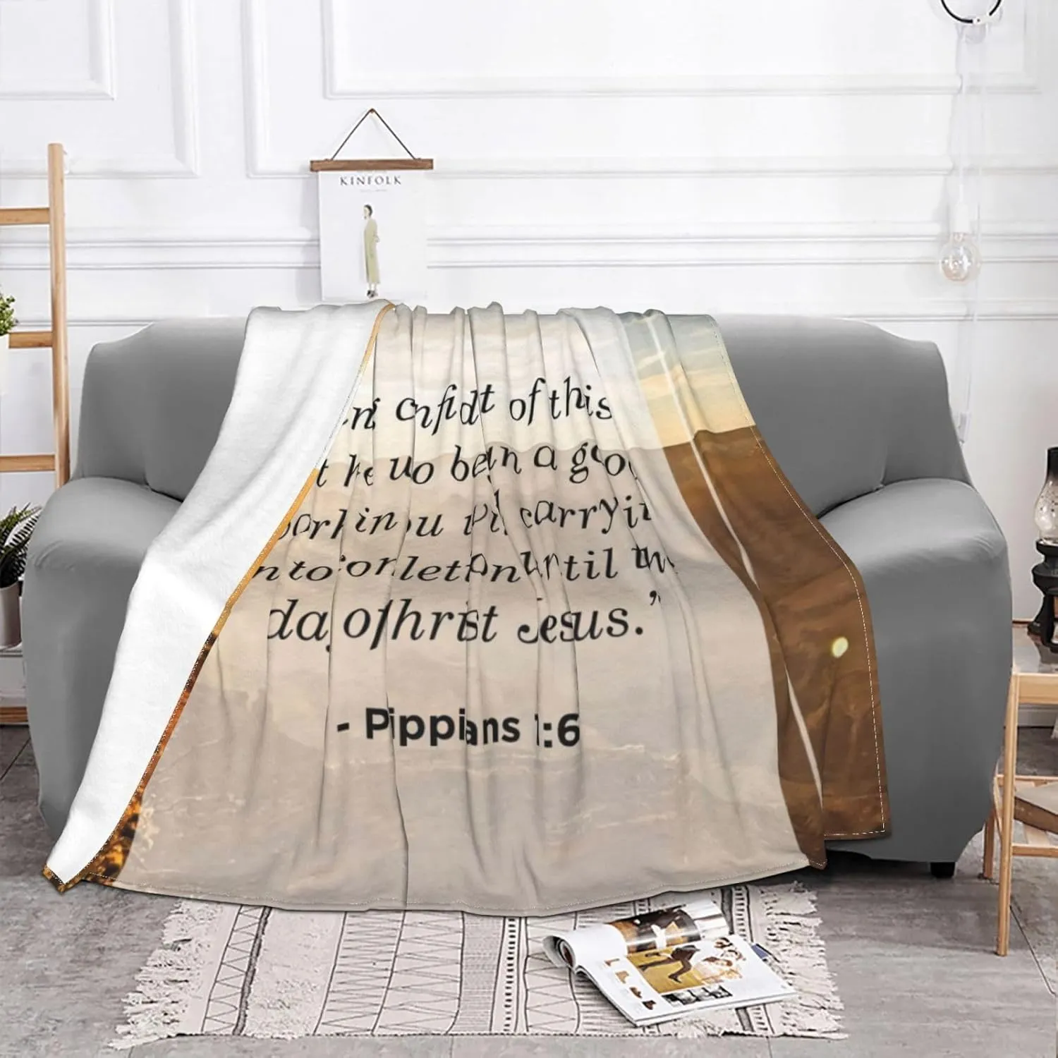 Phillippians 1 6 60"X50" Flannel Blanket - 100% Soft Polyester, Lightweight and Warm, Suitable for Families, Camping, Travel